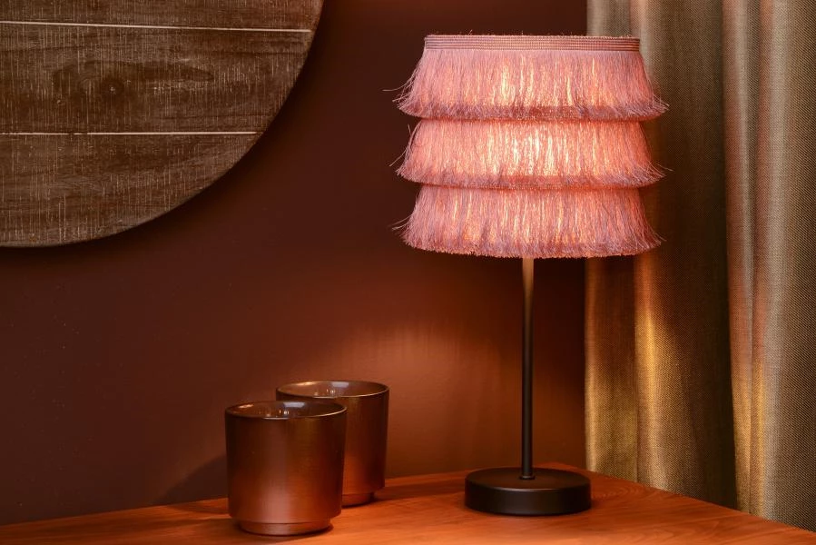 Lucide EXTRAVAGANZA TOGO - Lampe de table - Ø 18 cm - 1xE14 - Rose - ambiance 1